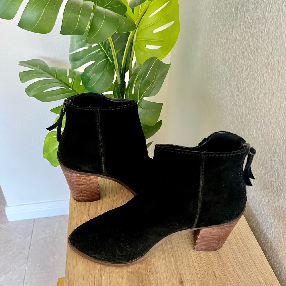 Suede Heel Booties - B.P. Black Suede Heeled Booties, Size 9